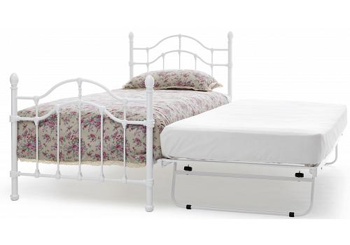 3ft Single Traditional, Victorian Style White Gloss Metal Bed Frame With Pullout Guest Bed 1